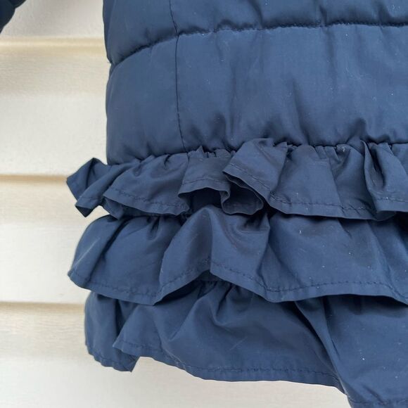 Baby Gap dark blue hooded coat,double breasted,ruched hemline,quilted pattern 3T - Picture 3 of 9